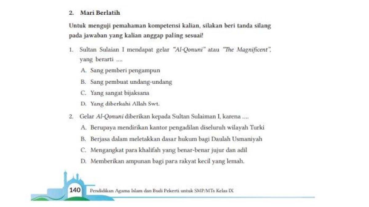 Kunci Jawaban PAI Kelas 9 SMP Kurikulum Merdeka Halaman 140-143, Bab 5: Mari Berlatih