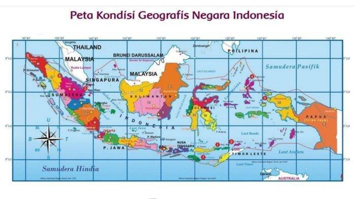 Peta Indonesia halaman 27 Tema 1 Kelas 5. Kunci Jawaban Tema 1 Kelas 5 SD Halaman 27, Luas dan Letak Wilayah Indonesia Berdasar Peta
