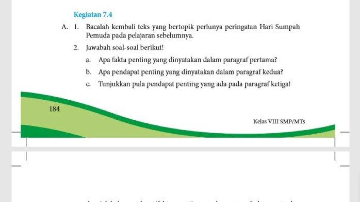 Kunci jawaban Bahasa Indonesia kelas 8 halaman 184 semester 2 bagian A tentang fakta.