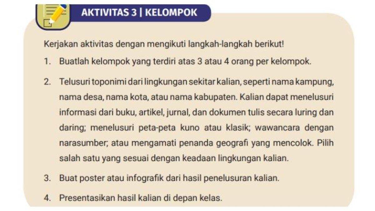 Kunci jawaban IPS kelas 7 halaman 139 Kurikulum Merdeka Edisi Revisi, Aktivitas 4 Kelompok