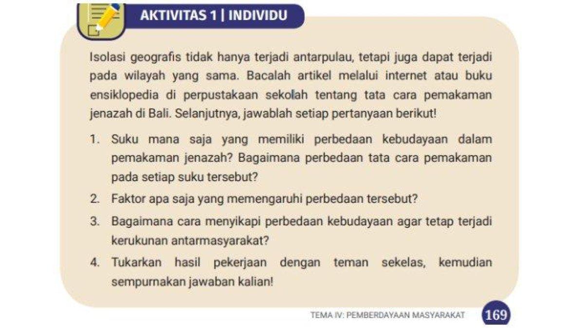 Kunci jawaban IPS kelas 7 halaman 169 Kurikulum Merdeka Edisi Revisi, Aktivitas 1