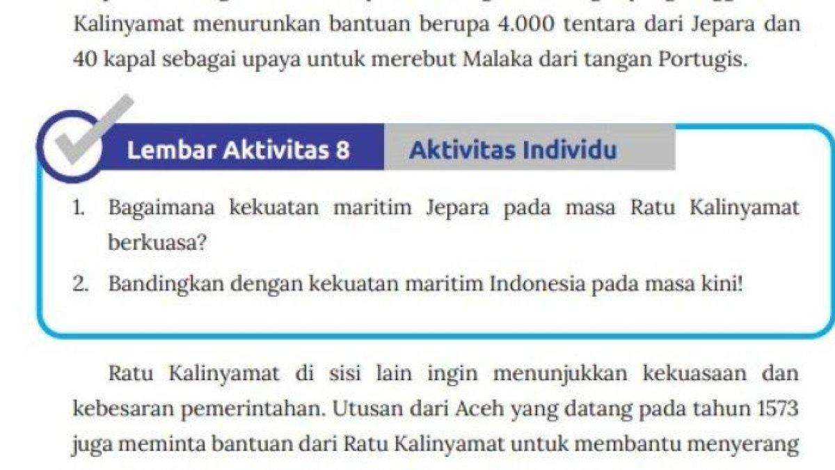 Kunci jawaban IPS kelas 7 halaman 221 kurikulum merdeka tentang Ratu Kalinyamat berkuasa