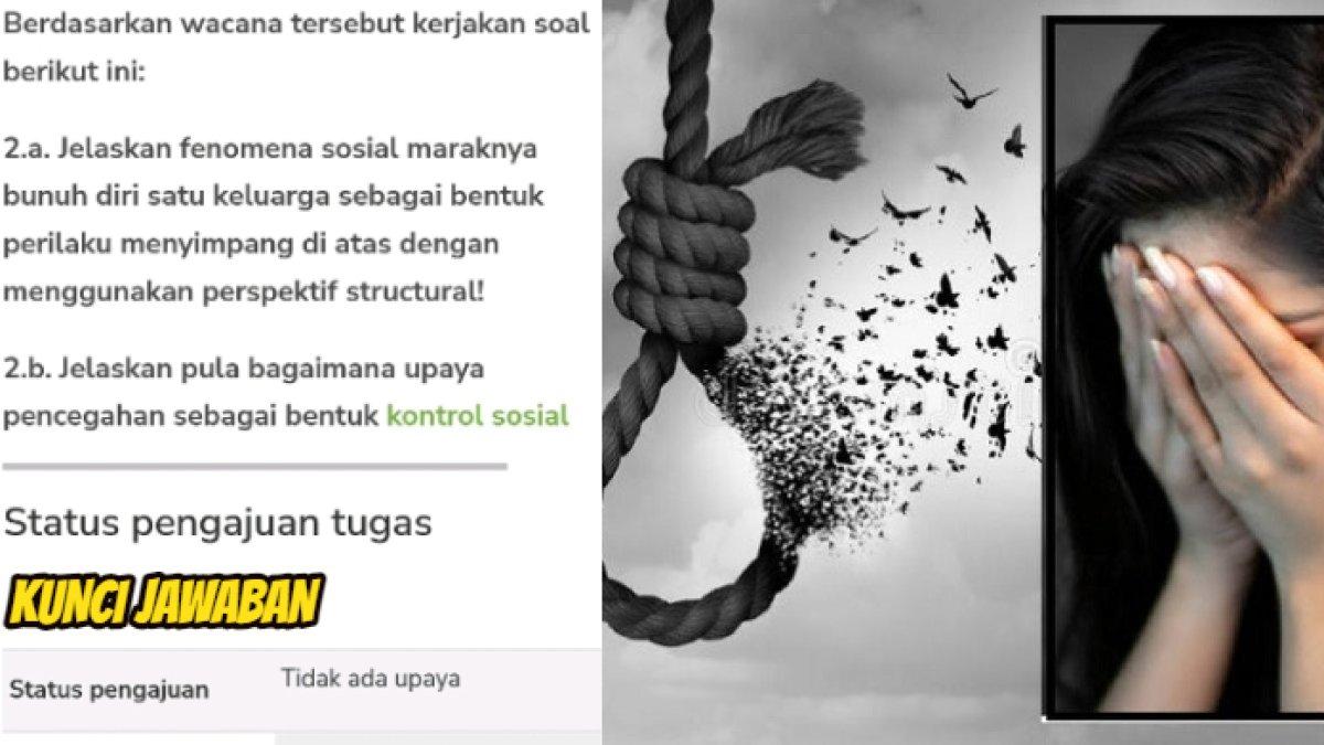 Kunci jawaban 'Jelaskan fenomena sosial maraknya bunuh diri atau akhiri hidup satu keluarga sebagai bentuk perilaku menyimpang di atas dengan menggunakan perspektif struktural!'
