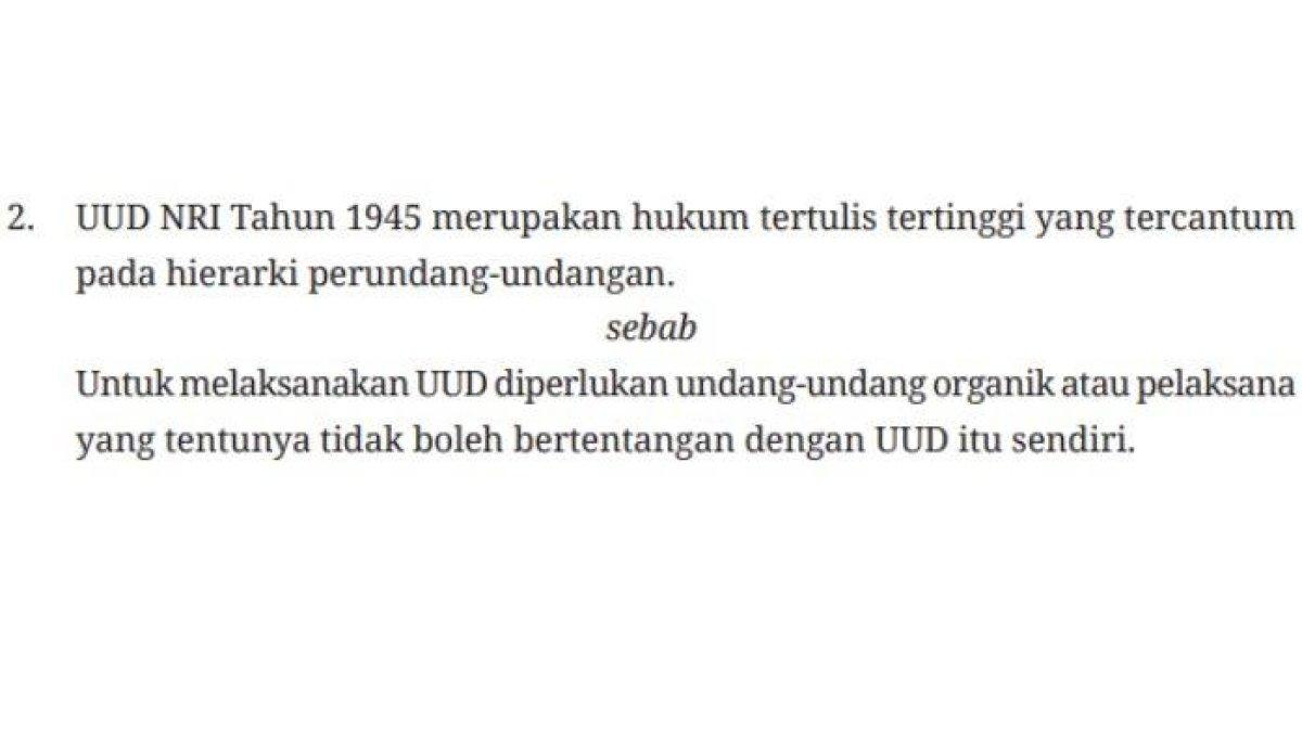 Kunci jawaban PKN SMA Kelas 10 Kurikulum Merdeka hal 119-120 Uji Kompetensi 2.6 Bab 2 tentang Hubungan Pancasilan dengan Peraturan Perundang-undangan.