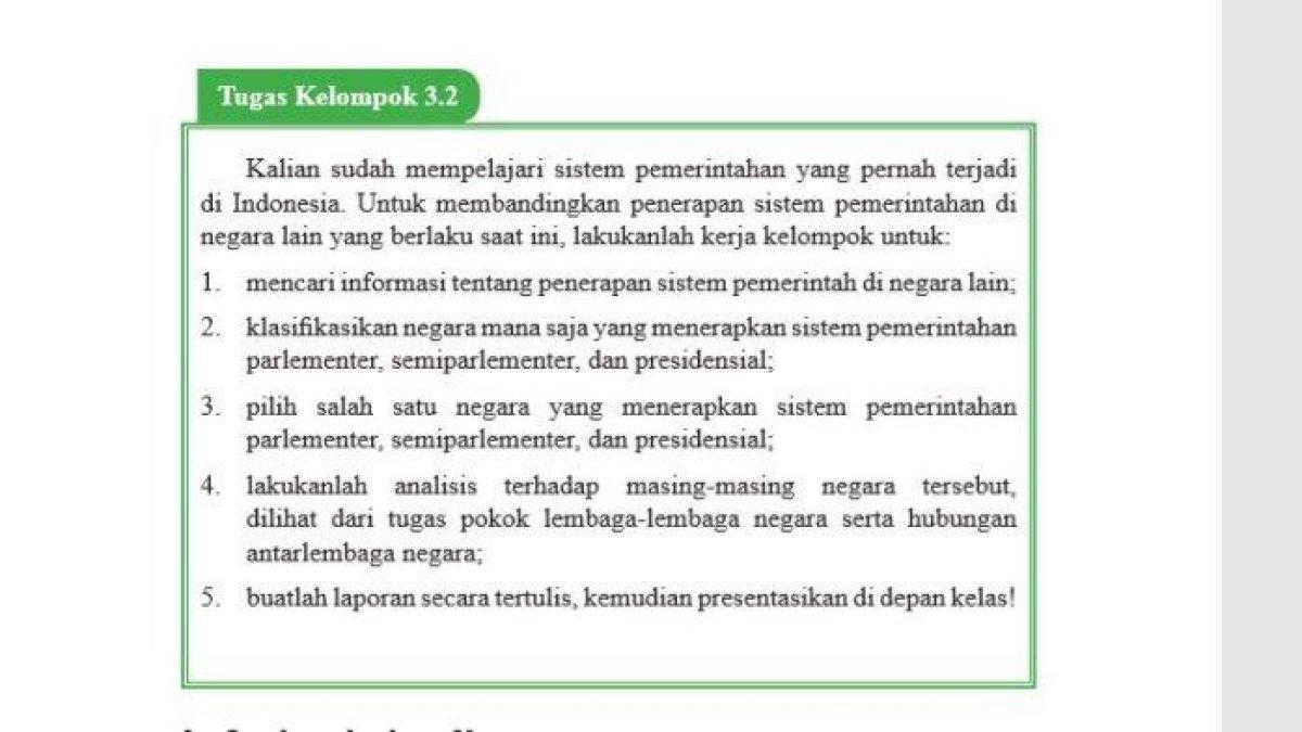 Kunci jawaban PKN kelas 9 halaman 77 semester 2 tentang penerapan sistem pemerintahan.