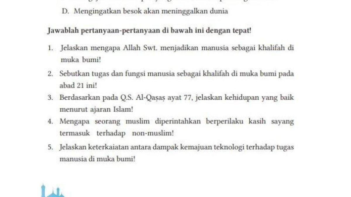 Kunci jawaban Pendidikan Agama Islam (PAI) kelas 9 halaman 168 Kurikulum Merdeka