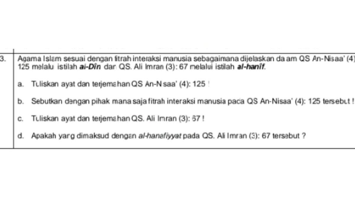 Kunci jawaban dari soal 'Sebutkan dengan pihak mana saja fitrah interkasi manusia menurut QS An-Nisa 4: 125!'