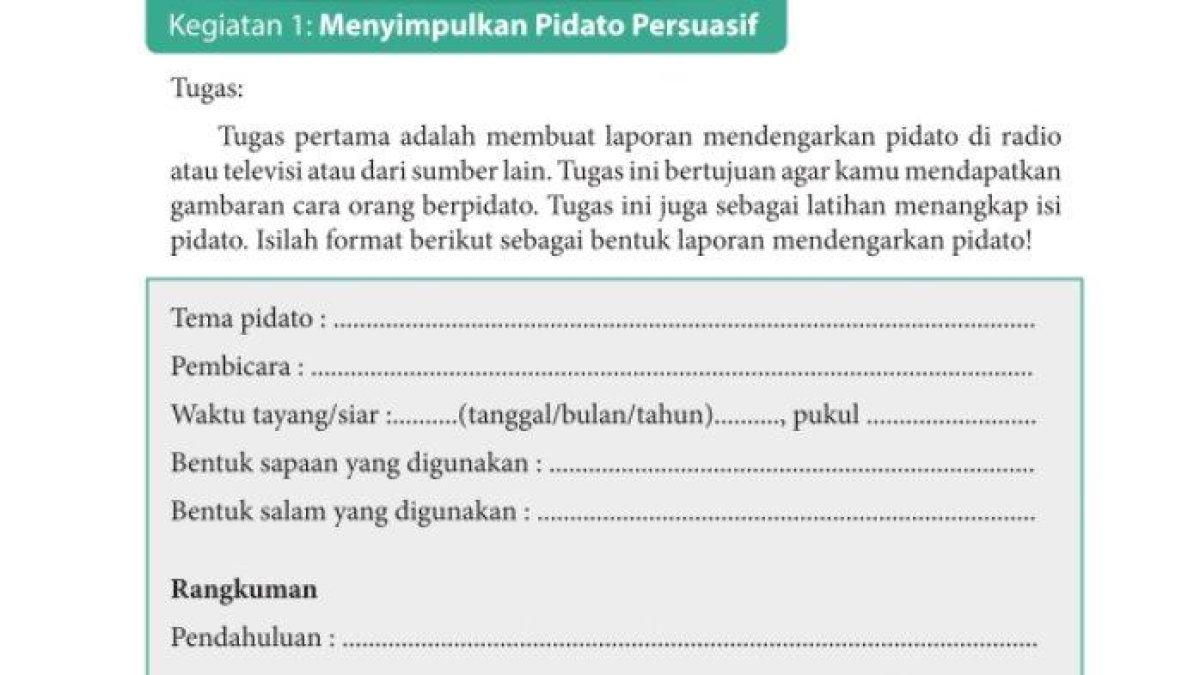 Kunci jawaban soal Bahasa Indonesia Kelas 9 SMP/MTs pada Halaman 39.
