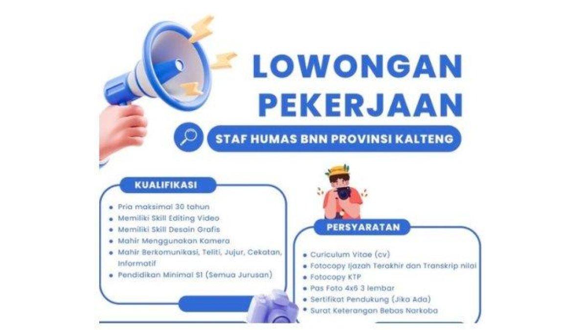 Loker BNN Kalteng untuk lulusan S1 semua jurusan.