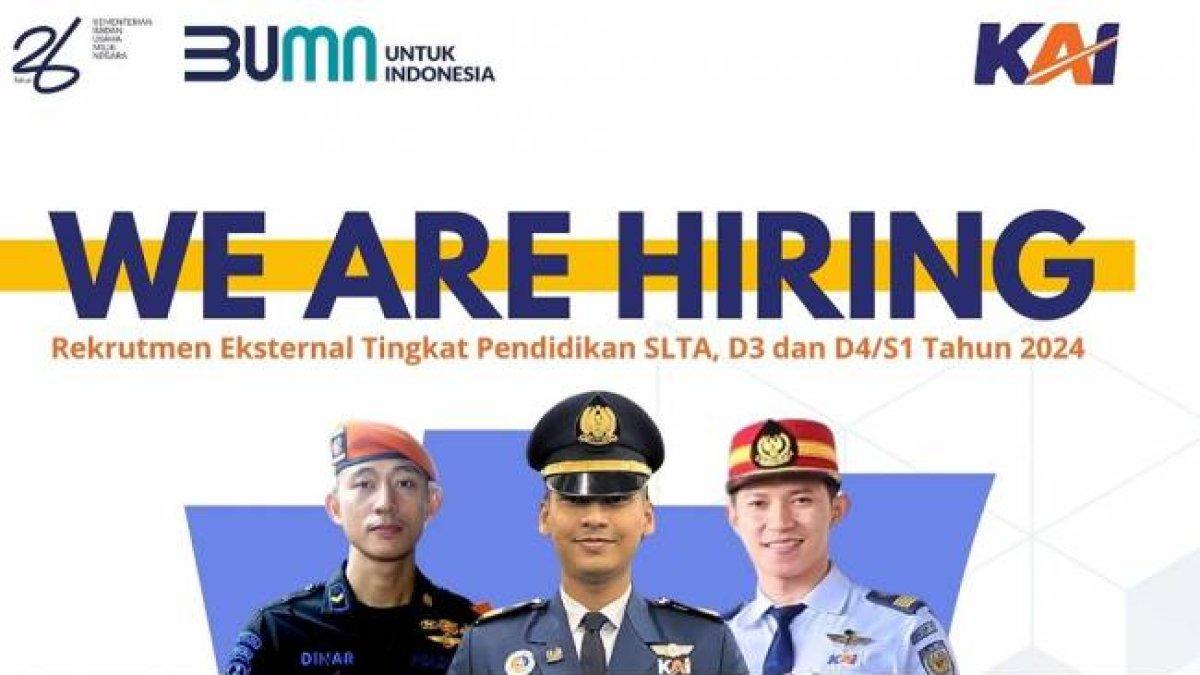 Lowongan kerja KAI 2024. Rekrutmen KAI dibuka pada 23-25 Juni 2024.