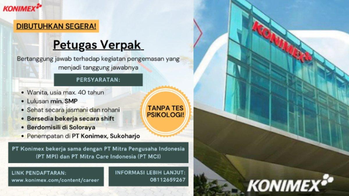 Lowongan kerja PT Konimex 2024
