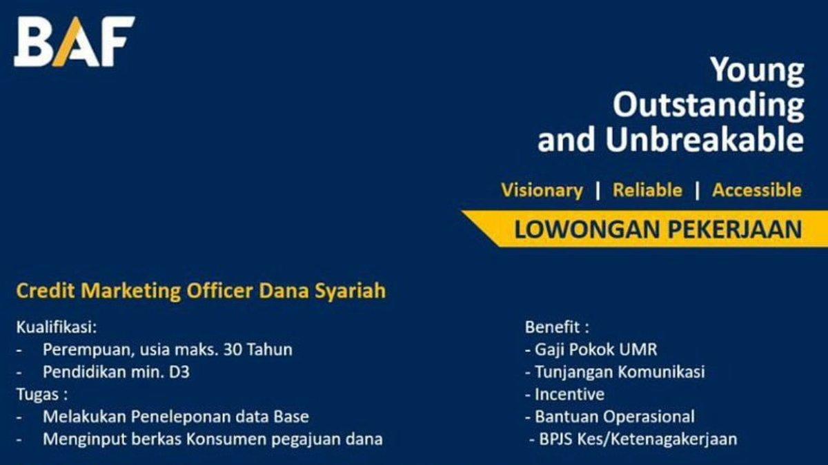 Lowongan kerja di BAF Kota Kendari.