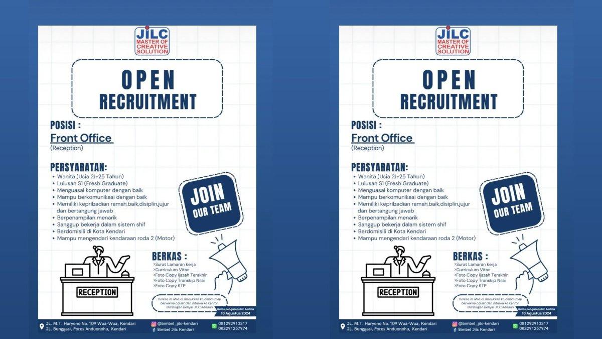 Lowongan kerja di JILC Kendari.