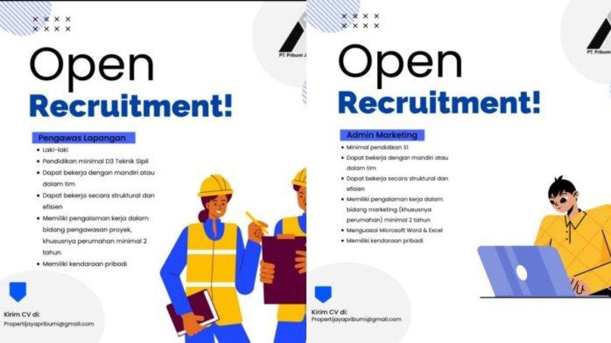 Lowongan kerja di PT Pribumi Jaya Properti.