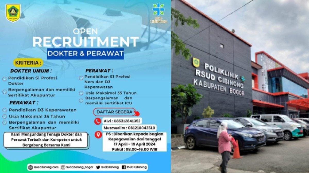 Lowongan kerja dokter dan perawat di RSUD Cibinong, Bogor 2024