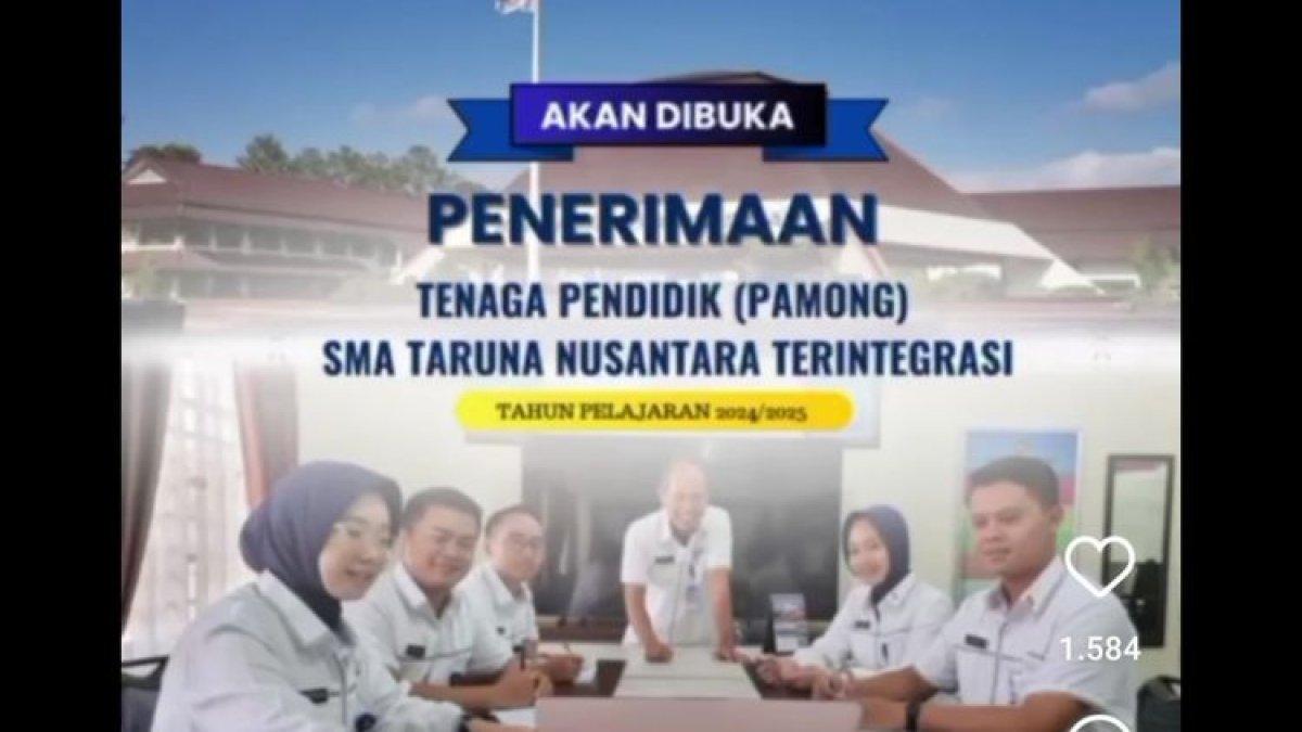 Lowongan kerja sebagai guru atau tenaga pendidik (pamong) di SMA Taruna Nusantara 2024/2025.