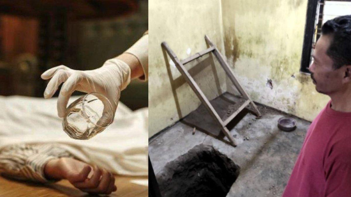 Lubang di lantai kamar rumah SH di mana Fitriani (21) ditemukan tinggal tulang belulang