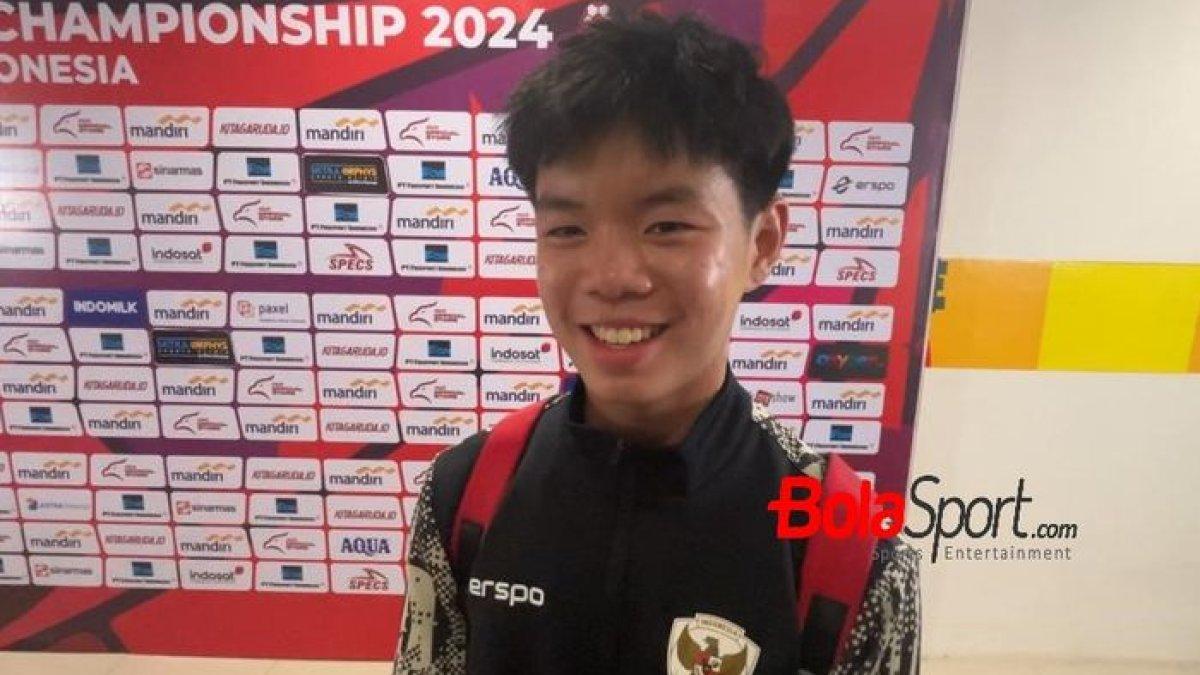 LUCA LEE - Lucas Raphael Lee, Pemain Timnas U-16 Indonesia saat ditemui pasca-laga lawan Filipina di Stadion Manahan, Solo, pada Senin (24/6/2024).
