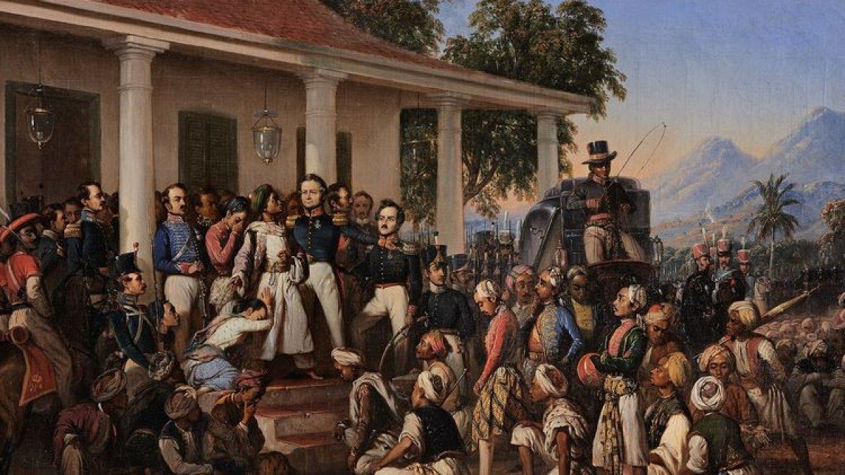 Lukisan Peristiwa Penangkapan Pangeran Diponegoro oleh Raden Saleh.