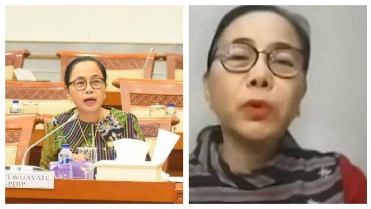 KRITIK PROGRAM KDM - Sosok politikus PDI Perjuangan MY Esti Wijayanti yang mau nangis setelah tahu siswa nakal di Jawa Barat jalani pendidikan militer di barak. Ia menentang kebijakan Dedi Mulyadi.