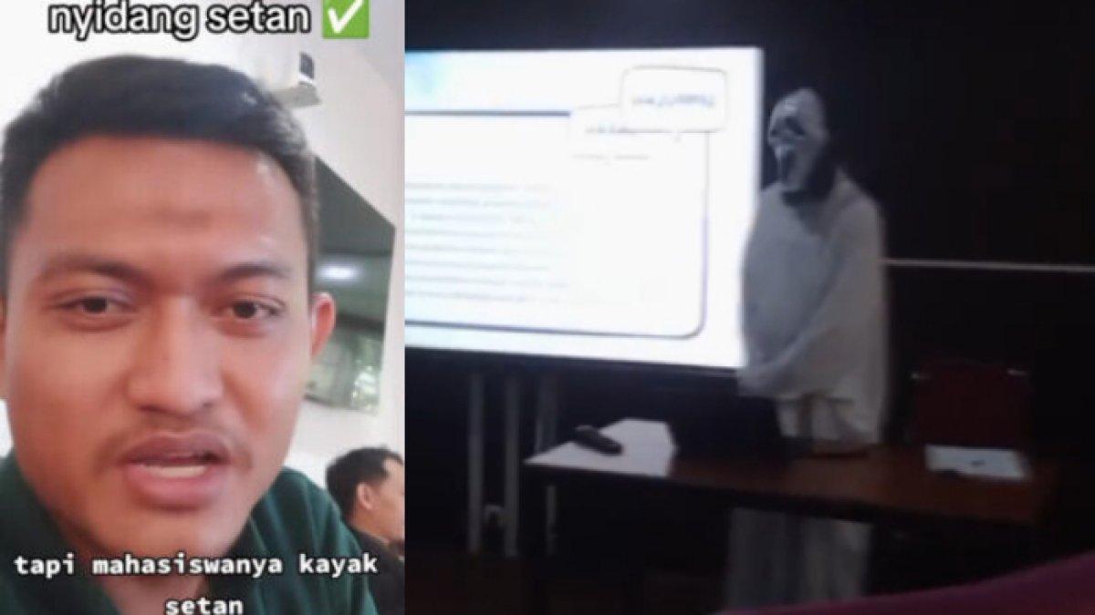 Mahasiswa cosplay setan saat ujian skripsi bikin dosen tercengang, sesuai topik, totalitas