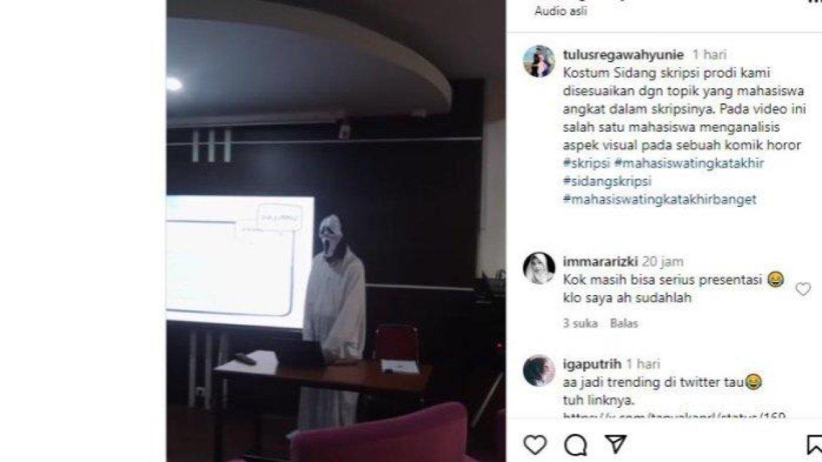 Mahasiswa cosplay setan saat ujian skripsi bikin dosen tercengang, sesuai topik, totalitas