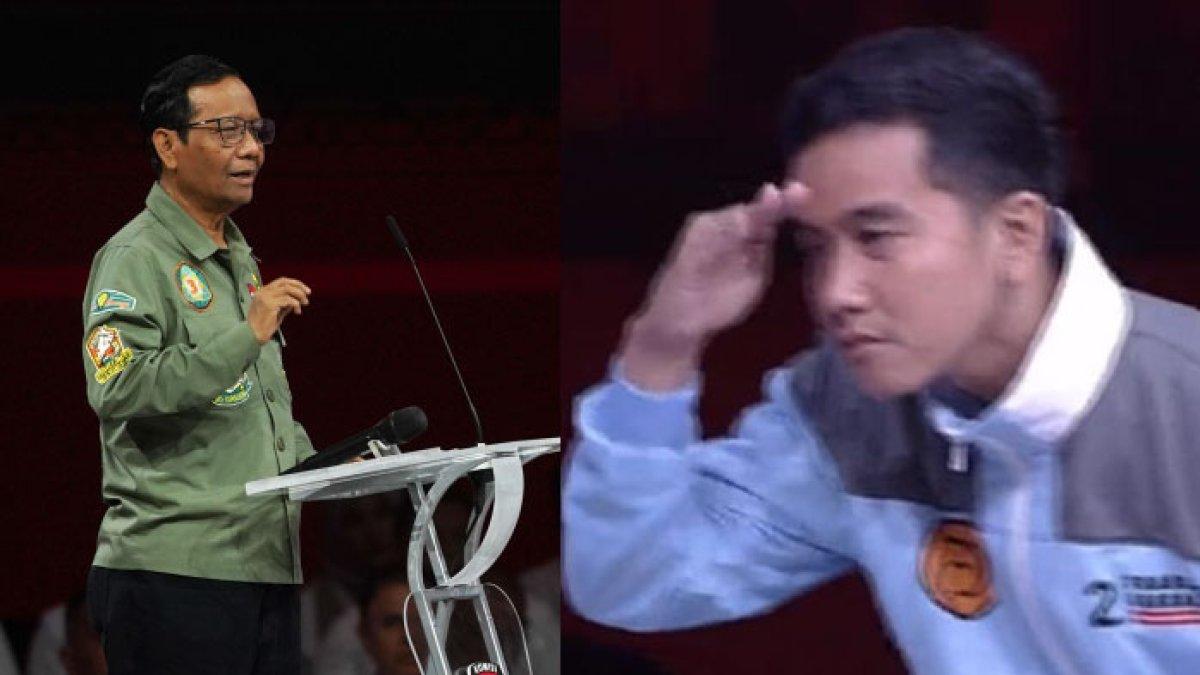 Mahfud MD dan Gibran Rakabuming saat debat keempat cawapres Pilpres 2024 pada Minggu (21/1/2024).