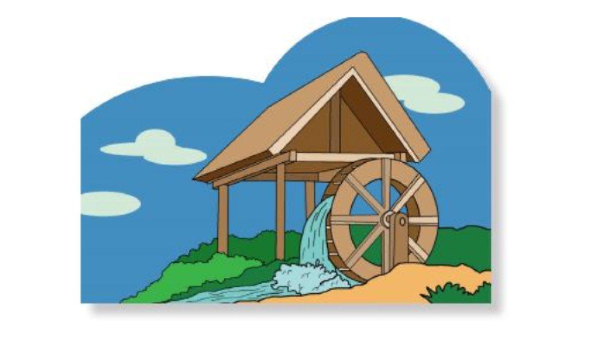 Buatlah gambar kincir air!