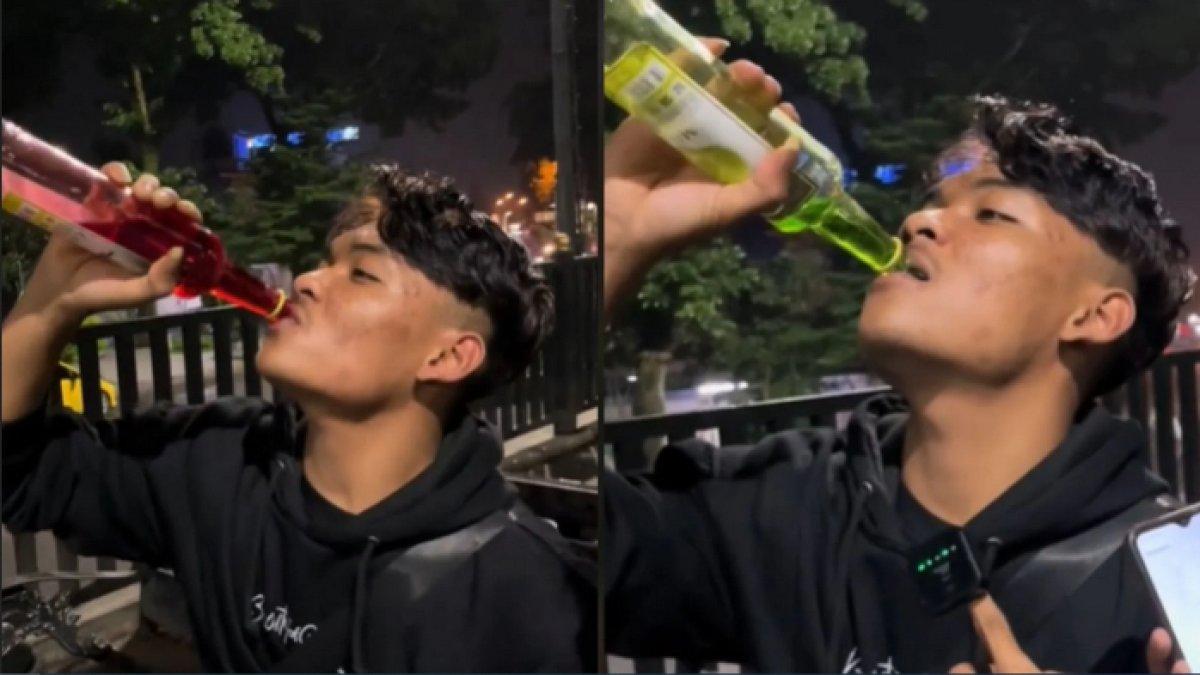 Menenggak sirup dua botol sekaligus demi uang Rp 2 juta, viral di media sosial TikTok.