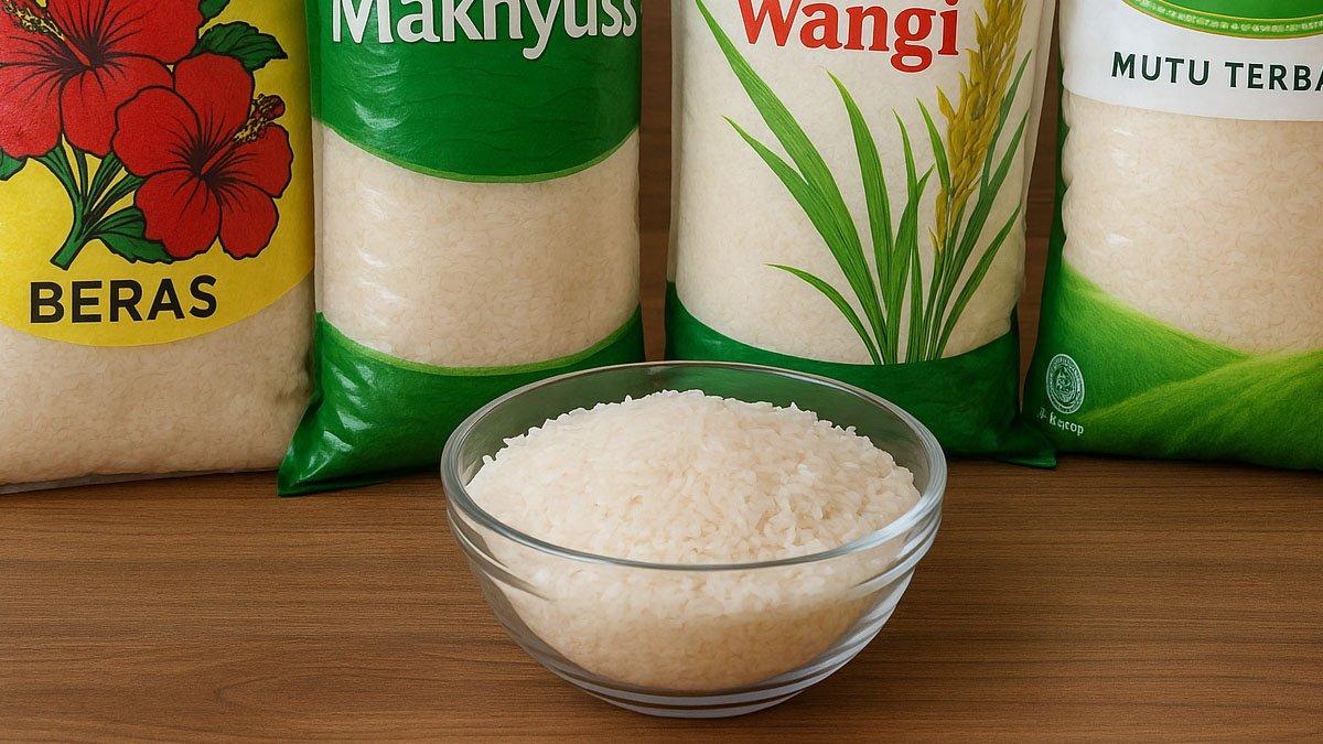 KASUS BERAS OPLOSAN - Inilah daftar merek beras oplosan yangt ak sesuai regulasi dan membuat masyarakat merugi, kamu termasuk konsumennya? Foto dihasilkan dari buatan AI.