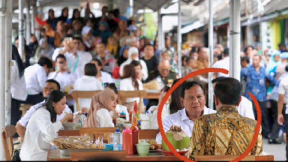 Momen Jokowi dan Prabowo Ngebakso bareng saat berada di Magelang