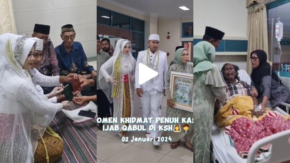 Momen akad nikah di kamar rumah sakit, banjir air mata sang ayah sedang sakit