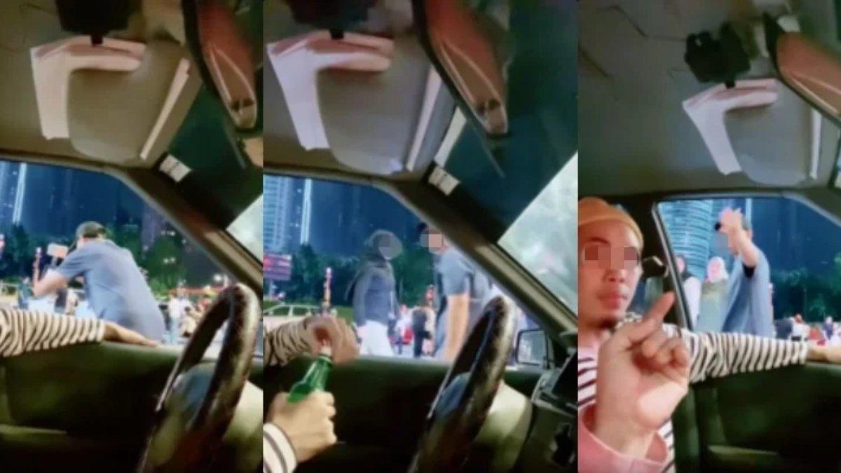 MOMEN FOTOGRAFER LIAR - Momen ketika fotografer liar terekam menghalangi aktivitas wanita di dalam mobil di KLCC diunduh dari Facebook.com Senin (24/2/2025). Fotografer liar di KLCC kini semakin meresahkan.