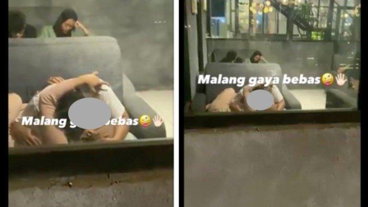 Momen mesum sejoli di kafe di Malang, tak memedulikan banyaknya pengunjung kafe di sekelilingnya