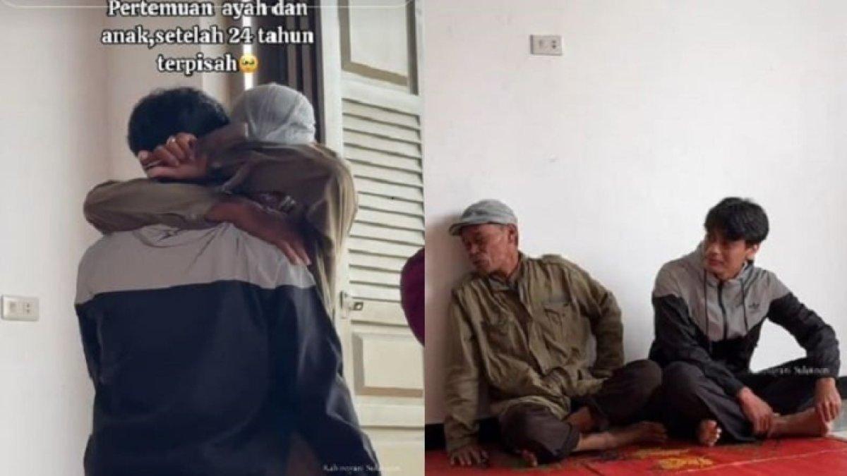 Momen pemuda bertemu sang ayah setelah terpisah dua negara selama 24 tahun, kali pertama bertemu.