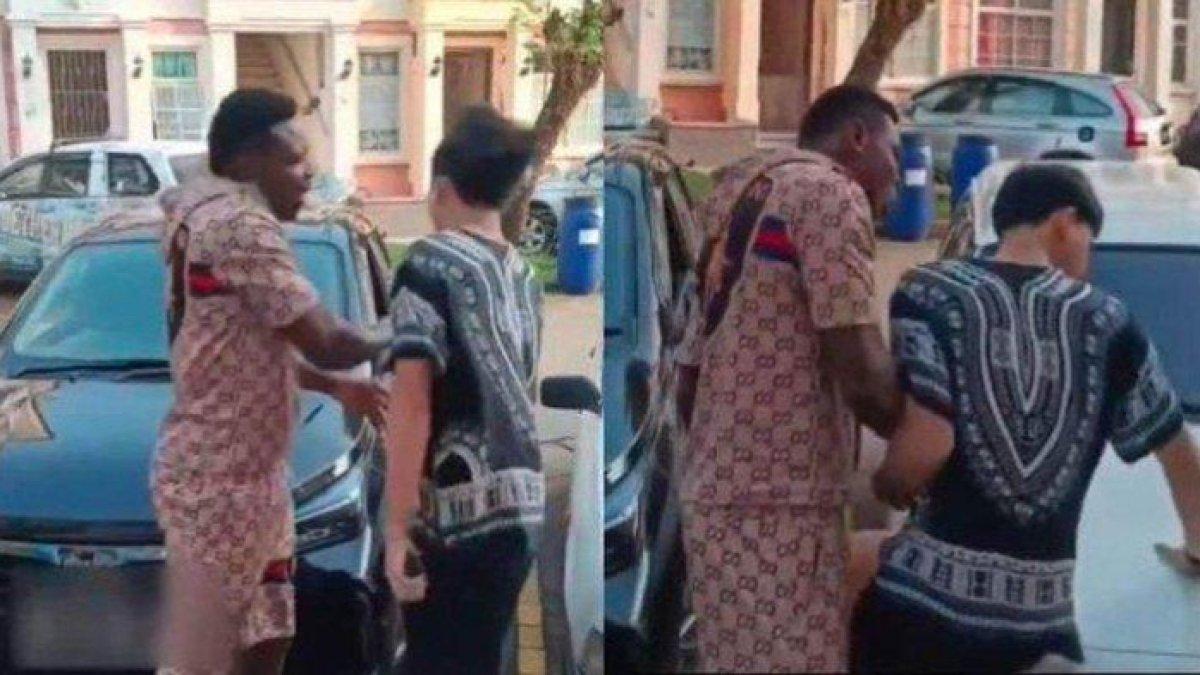 Momen pesepakbola Egwuatu Ouseloka menganiaya pemuda di Tangerang