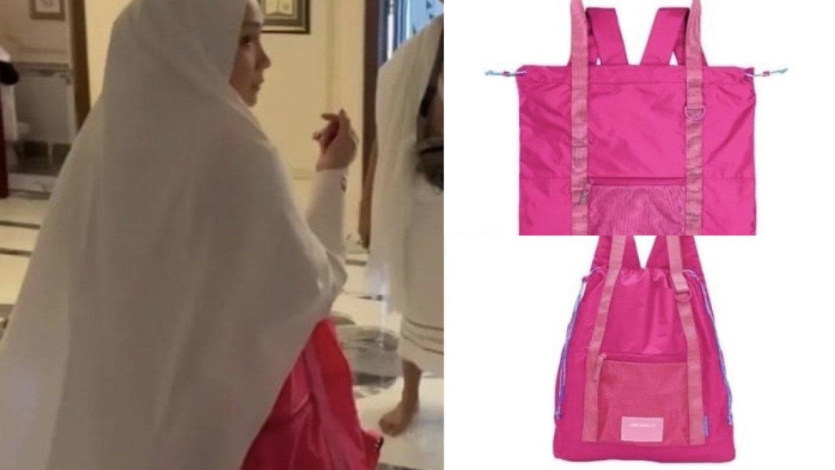 Nagita Slavina terekam kamera sedang membawa tas berwarna pink dengan harga terjangkau saat ibadah haji