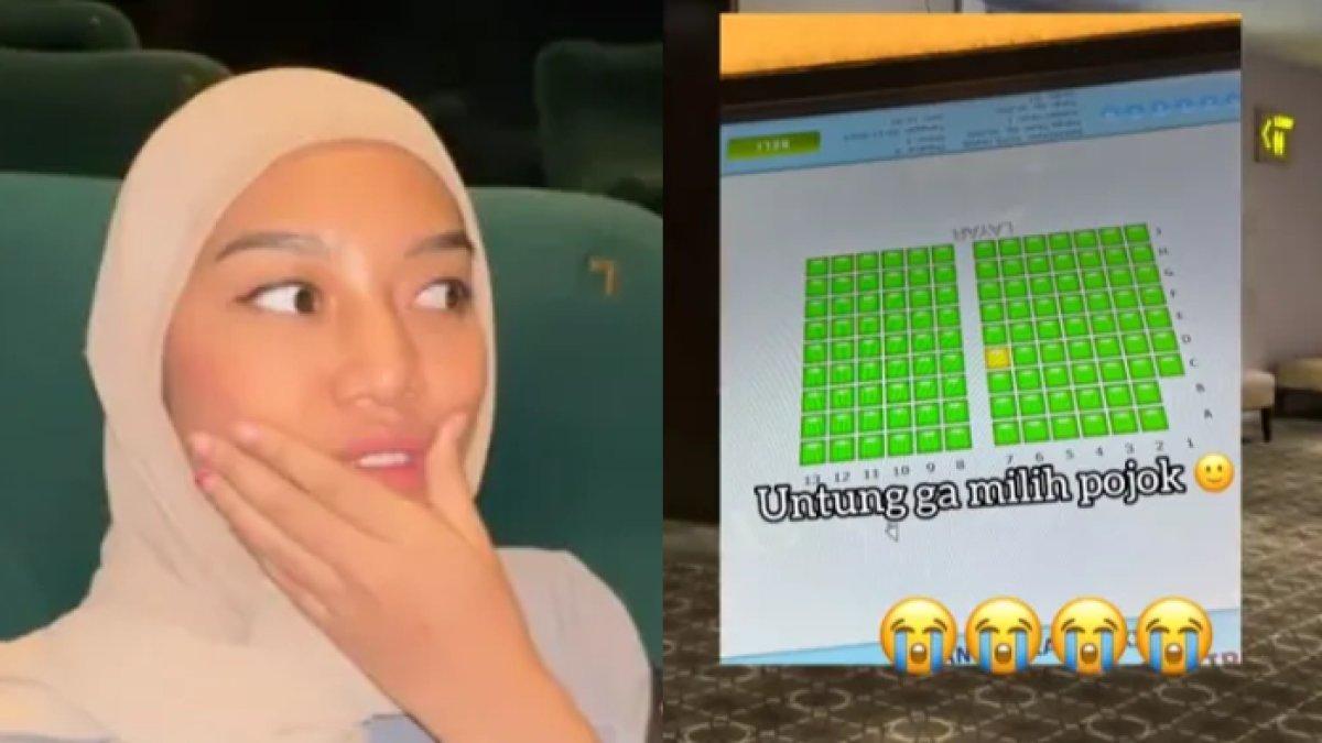 Momen wanita rasakan hal yang membuatnya merinding saat menonton film horor di bioskop seorang diri.