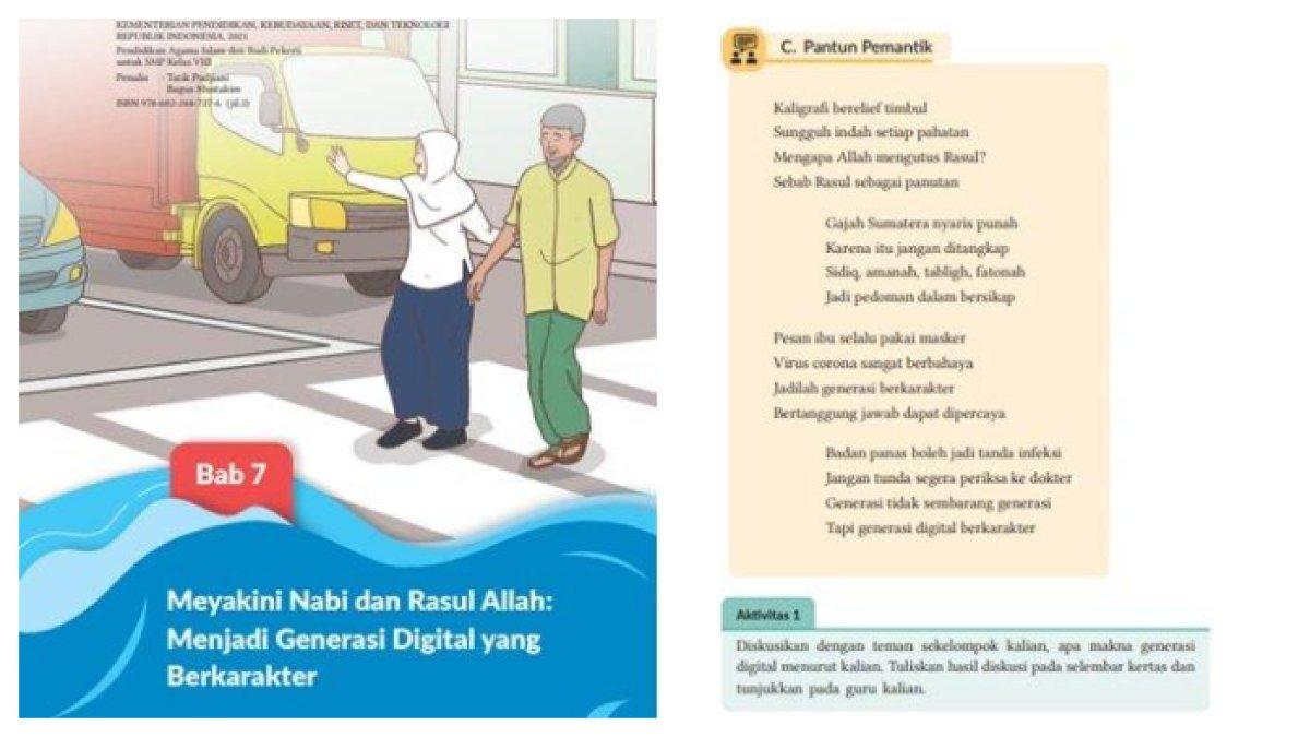 ILUSTRASI KUNCI JAWABAN : PAI kelas 8 SMP halaman 168 Kurikulum Merdeka, Pantun Pemantik, tugas Aktivitas