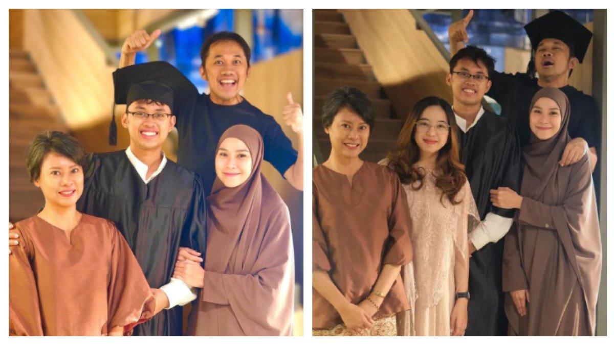 PERCERAIAN ARTIS - Hanung Bramantyo tetap kompak dengan sang mantan istri, Yanesthi, saat hadiri momen kelulusan sang anak, Barmastya Bhumi.