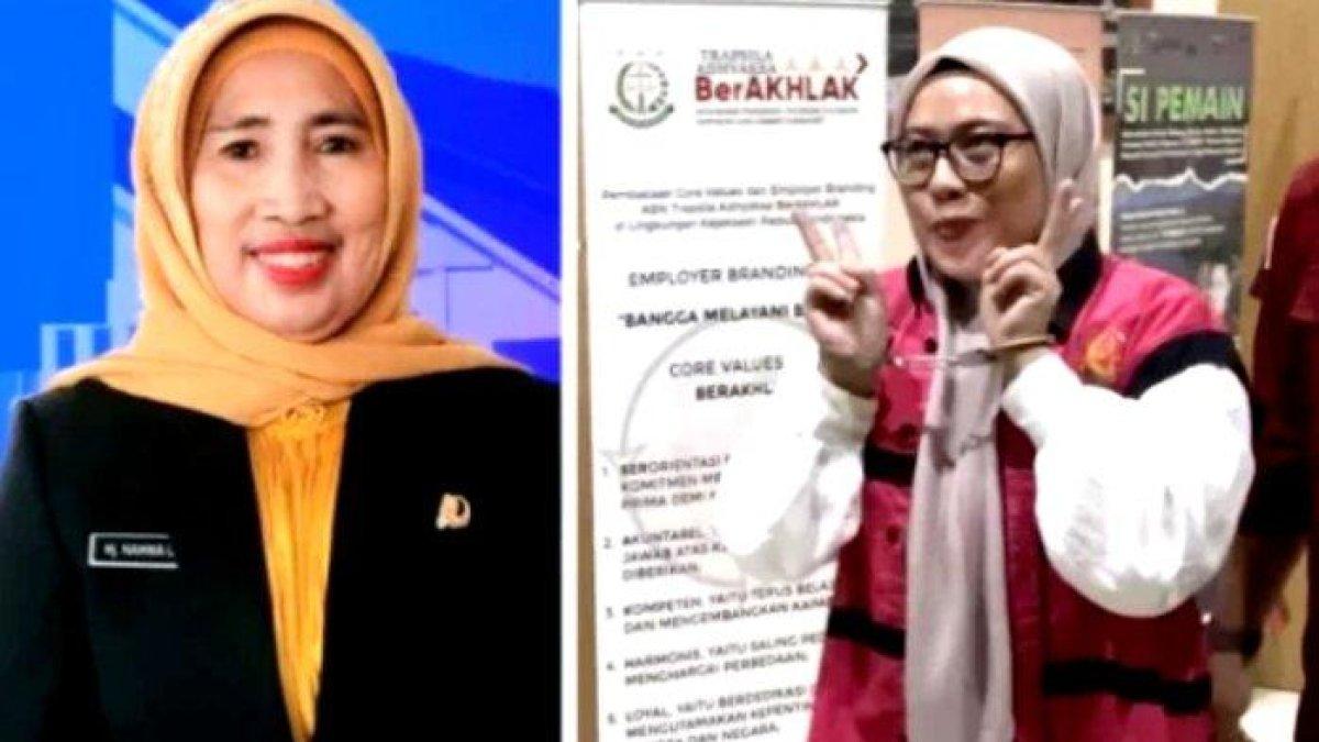 PROFIL NAJWA UMAR - Sosok Hj Nahwa Umar menjadi sorotan setelah berpose salam dua jari dan tersenyum saat tangannya diborgol dan menggunakan rompi tahan Kejaksaan Kendari. Potret dan video Hj Nahwa Umar yang mengenakan rompi tahanan, berjalan sambil menebar senyum, serta memperlihatkan pose dua jari itu pun viral di media sosial Kamis (17/4/2025).