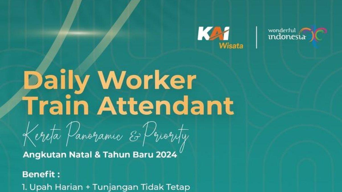PT KAI Wisata membuka lowongan kerja daily worker untuk posisi train attendant pada Kereta Panoramic dan Priority.