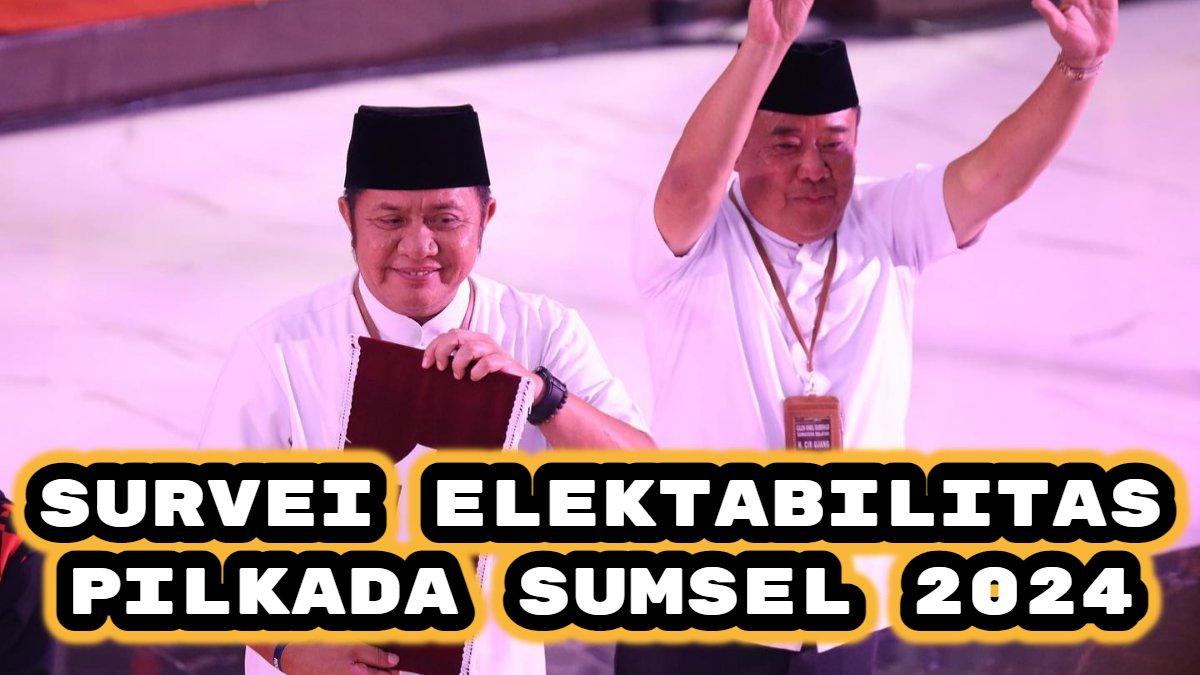 Berikut hasil survei elektabilitas di Pilkada Sumatera Selatan (Sumsel) 2024. Pasangan calon (paslon) Herman Deru-Cik Ujang berpotensi unggul telak.