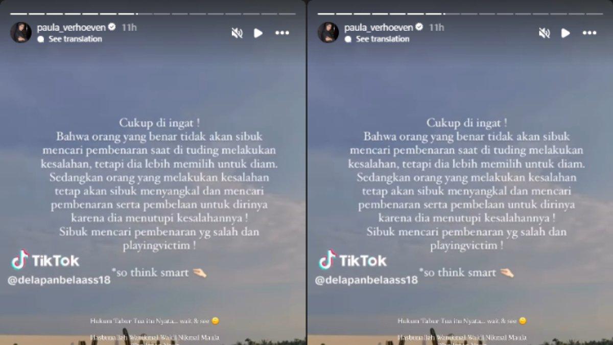POSTINGAN PAULA VERHOEVEN - Postingan Paula Verhoeven diambil dari Instagram pada Senin (17/3/2025). Paula Verhoeven menyinggung soal hukum tabur tuai.