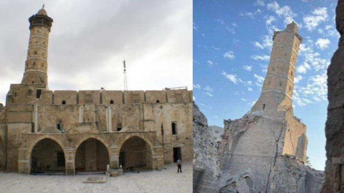 Penampakan masjid tertua di Gaza, Masjid Omar sebelum (kanan) dan sesudah (kiri) dihancurkan Israel