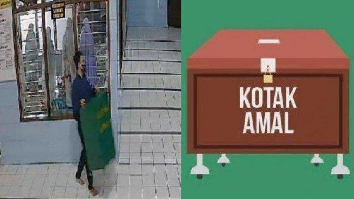 Tangkapan layar rekaman CCTV percobaan pencurian kotak amal di Masjid Al Mujahidin, Desa Banjarsari Kidul, Kecamatan Sokaraja, Kabupaten Banyumas, Jawa Tengah, Minggu (21/1/2024).