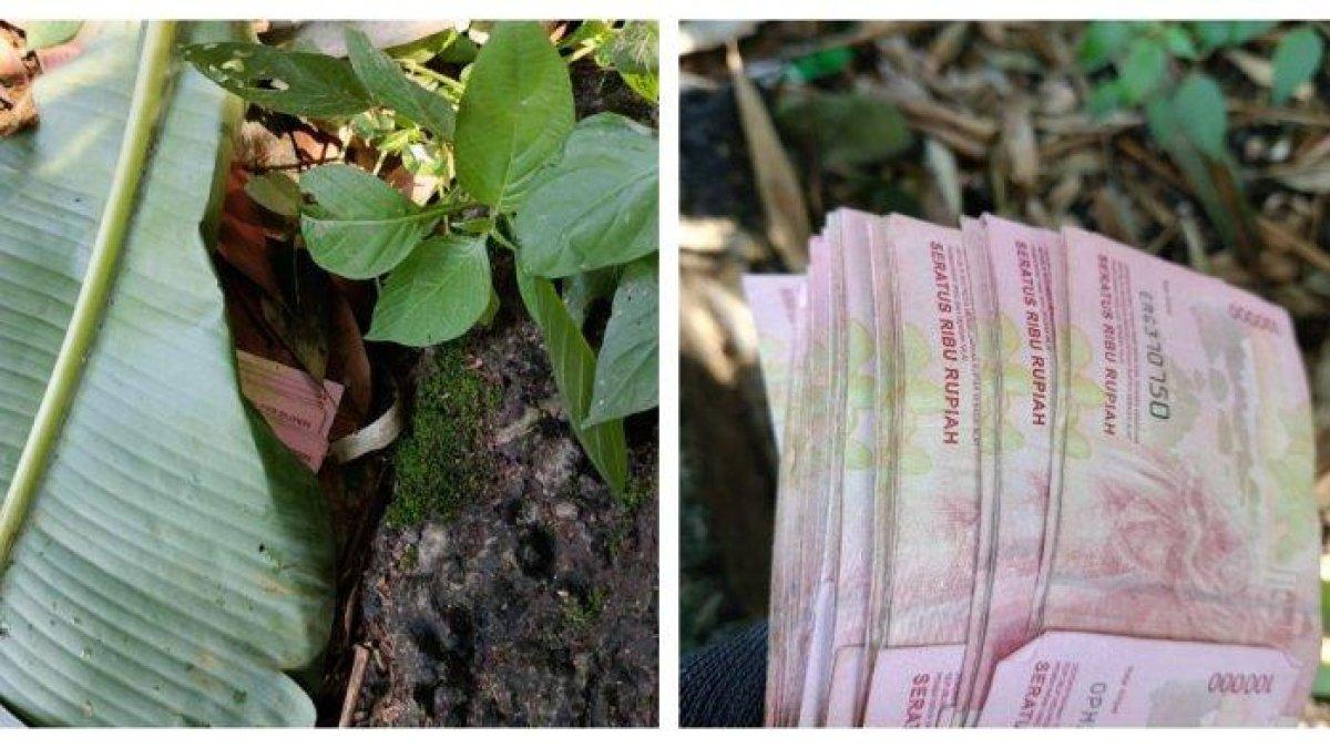 Penemuan uang Rp 5,4 Juta yang ditutup daun pisang dekat Kuburan cina