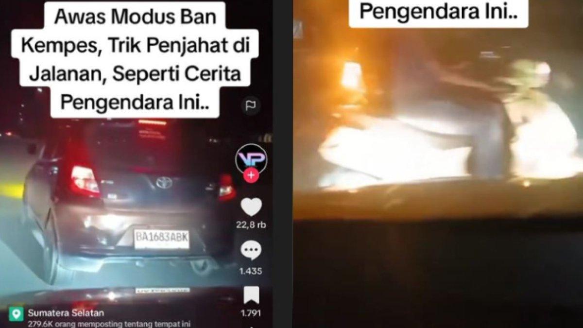 Pengendara mobil diduga diadang penjahat di depan Stadion Kaharuddin Nasution, Jalan Yos Sudarso, Kecamatan Rumbai, Kota Pekanbaru, Riau, Senin (22/4/2024).