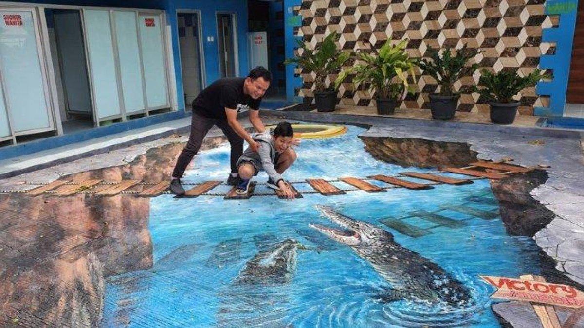 WISATA BANDUNG: Pengunjung tengah berswafoto di Victory Waterpark Soreang. Victory Waterpark Soreang terkenal akan sederet wahana air dan spot selfie yang siap membuat momen liburan kian berkesan