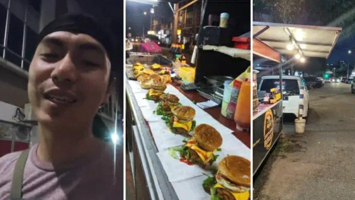 Penjual burger kaki lima, ada pelanggan kabur tidak bayar